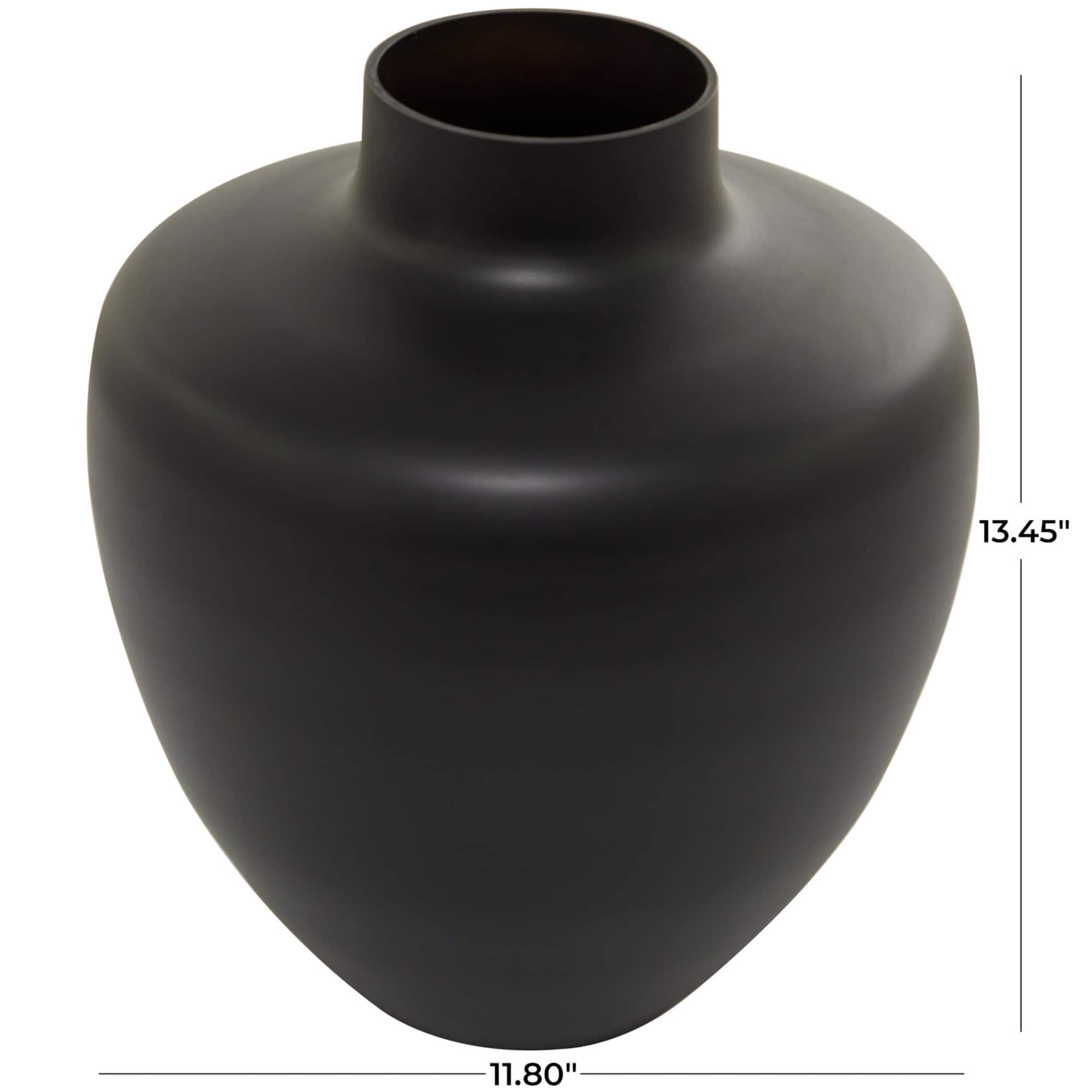 Black Glass Vase 12" x 12" x 13"